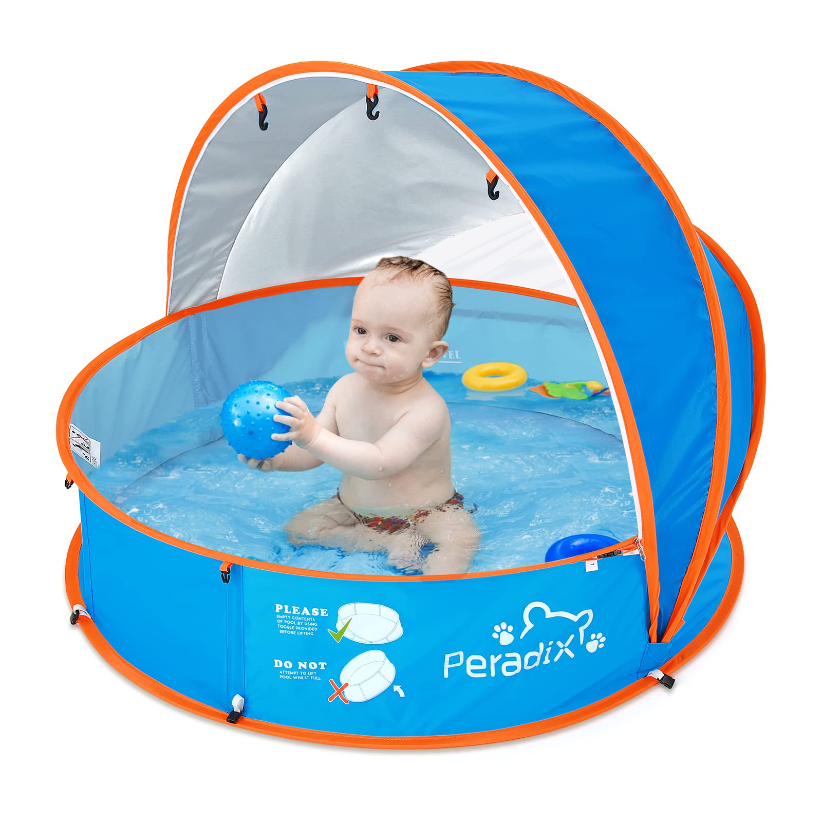 Peradix multi-use pool tent doubles as a bathtub for rinsing after play.