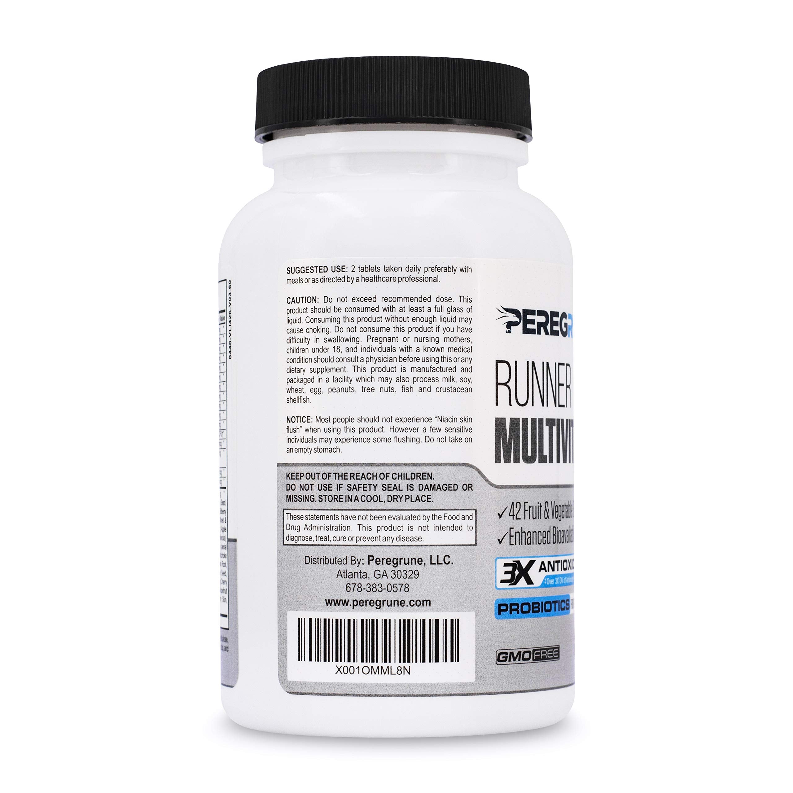 PEREGRUNE Runner Multivitamin label shows whole-food blend for better absorption.