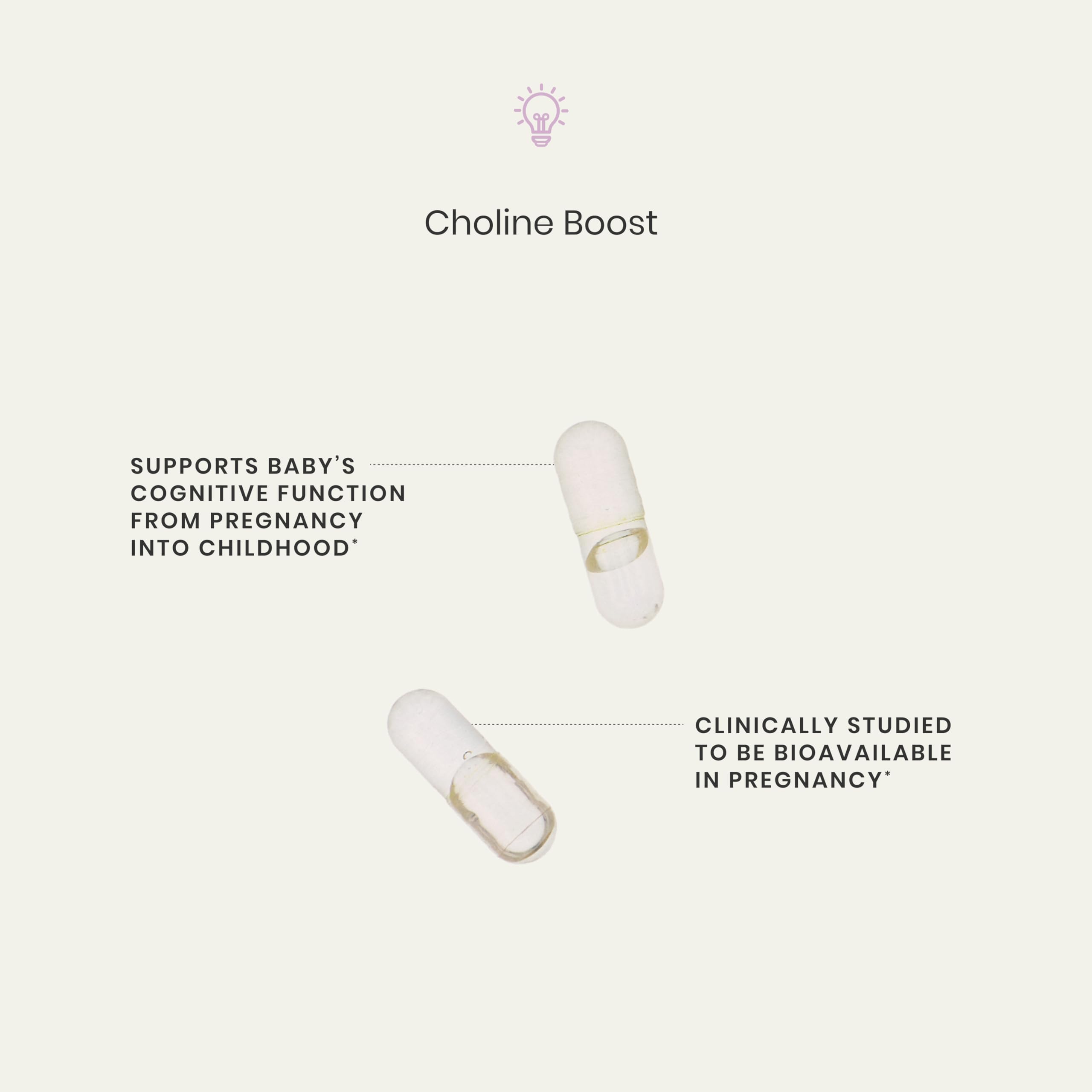 Perelel Choline Boost gluten-free, non-GMO formula in a compact bottle