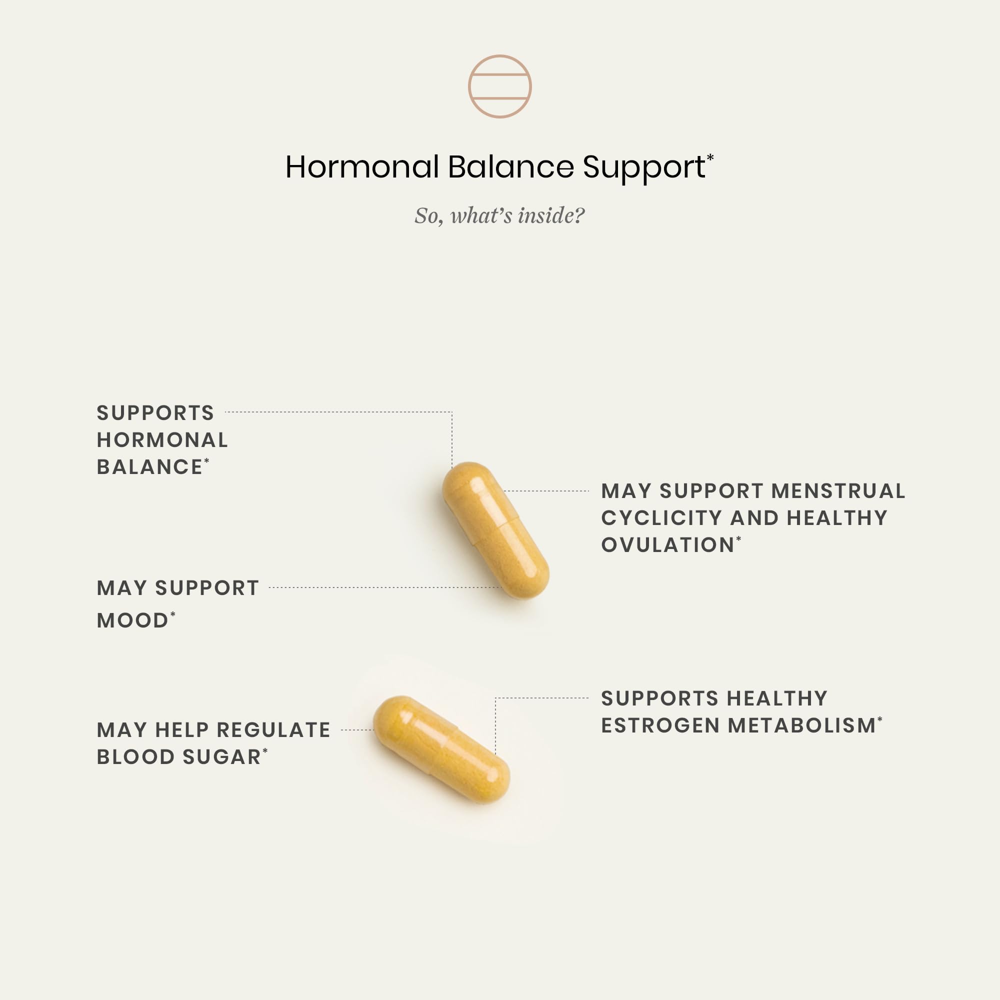 Perelel Hormone Balance packaging highlighting gluten-free and non-GMO attributes.