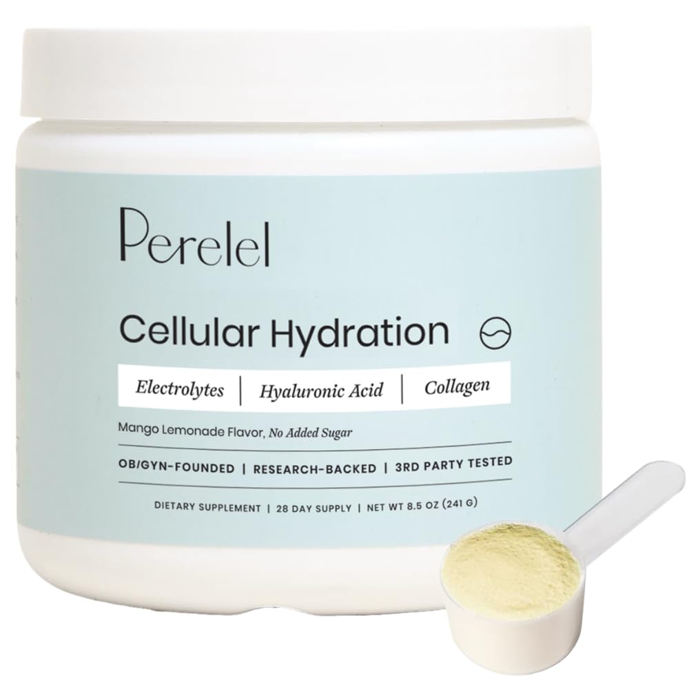 Perelel Hydration Powder tub front showing daily hydration and skin support