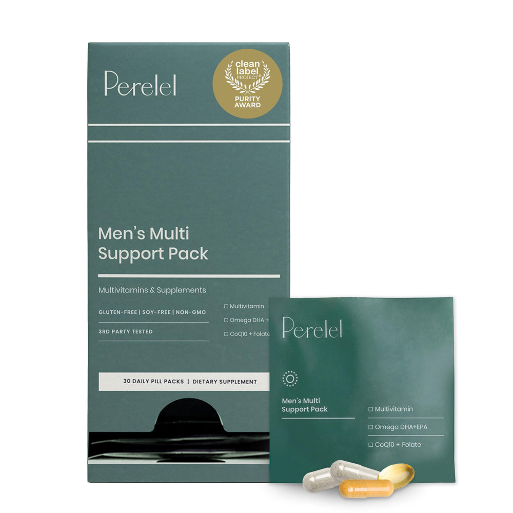 Perelel Men’s Multi Pack daily packets enable on-the-go wellness.