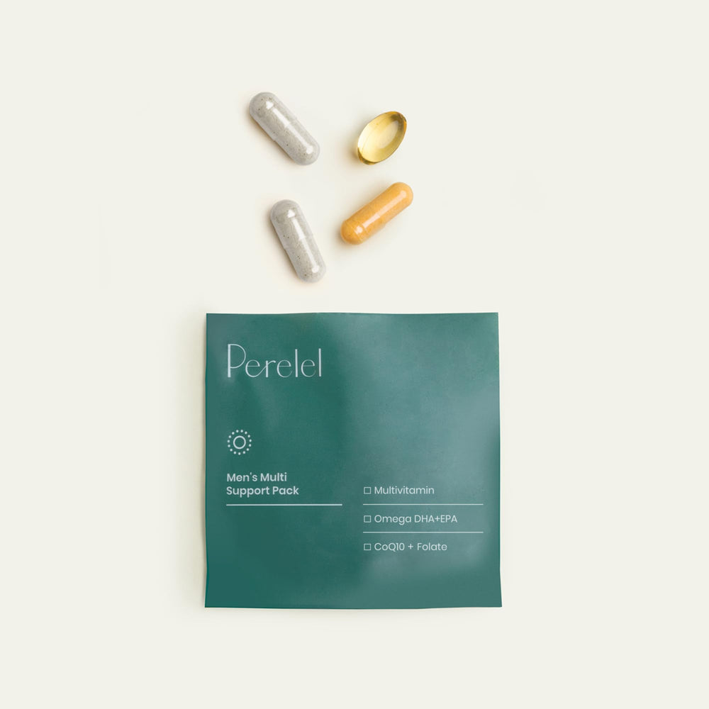 Perelel Men’s Multi Pack nutrition label closeup verifies clean ingredients.