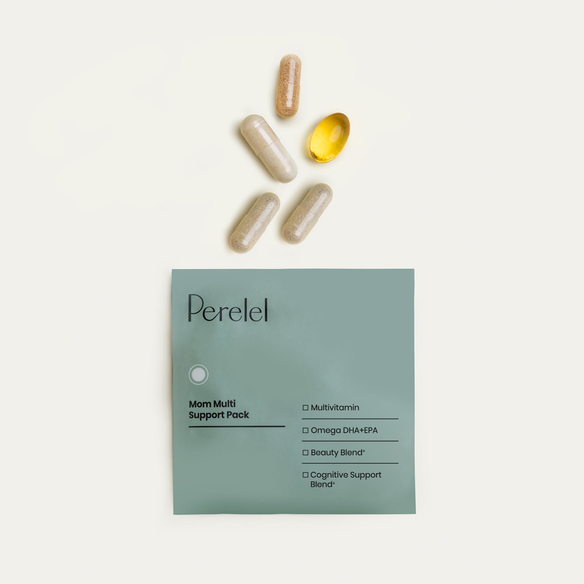 Perelel Mom Multi Pack cognitive blend with L-theanine and lutein.