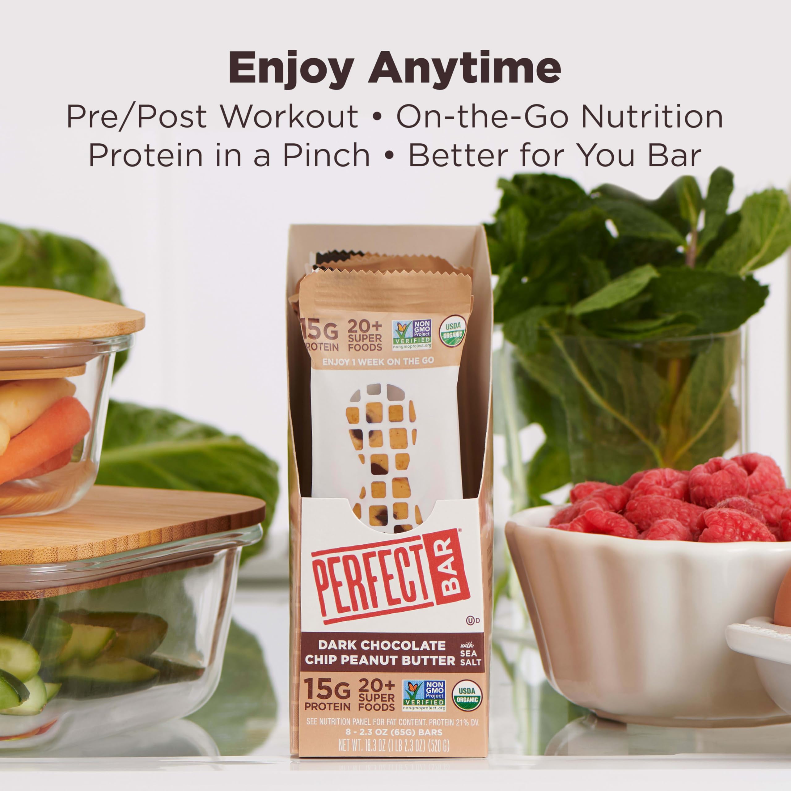 Perfect Bar gluten-free non-GMO label image reinforces clean ingredient story.