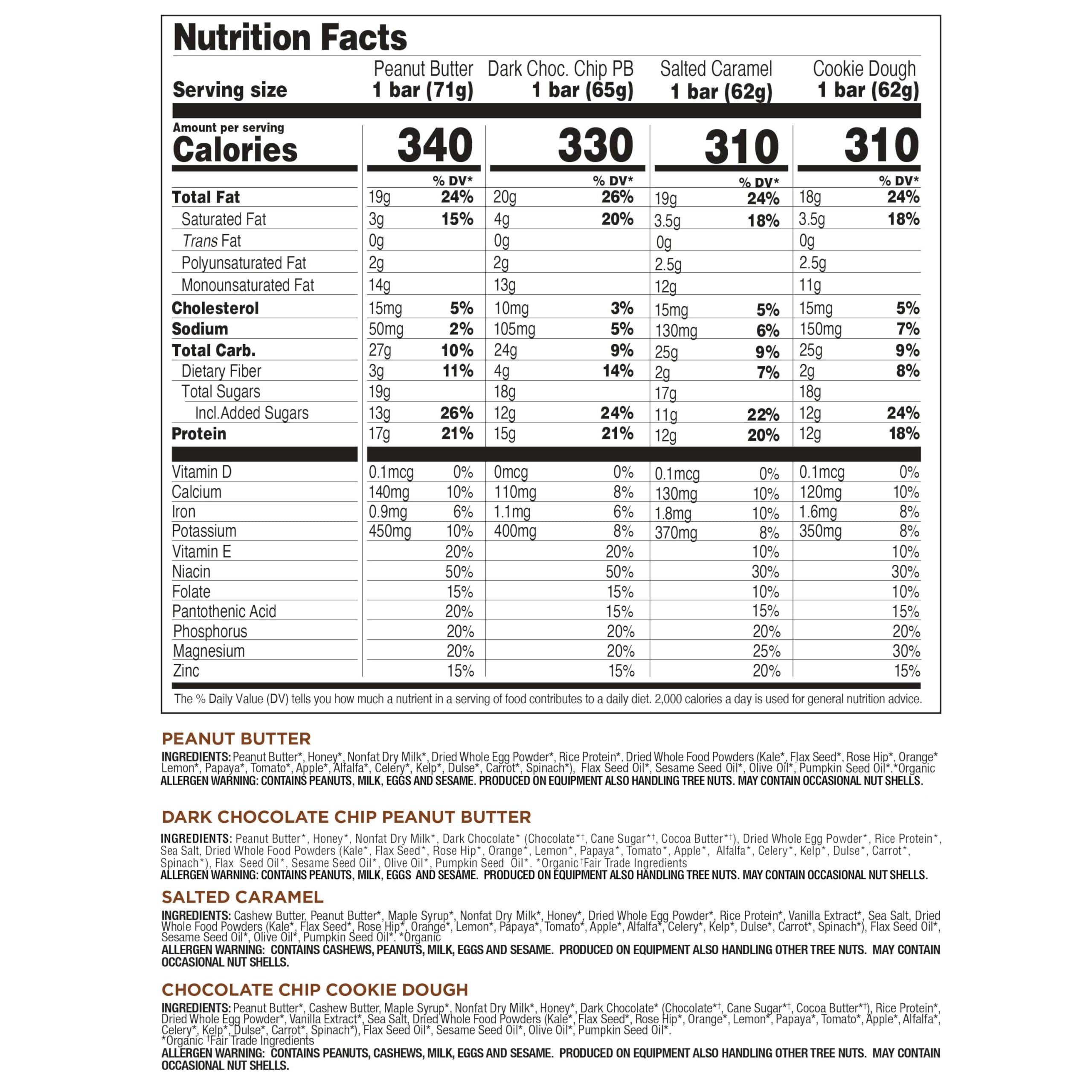 Perfect Bar Original Peanut Butter bar, refrigerated snack with 12-17 g protein.