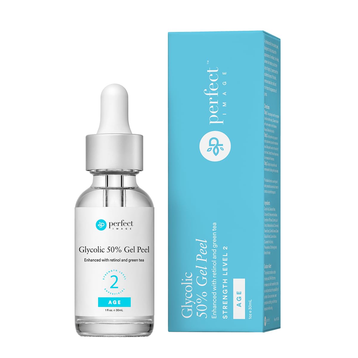 Perfect Image Glycolic Peel 50% bottle showcases professional strength for at-home use.