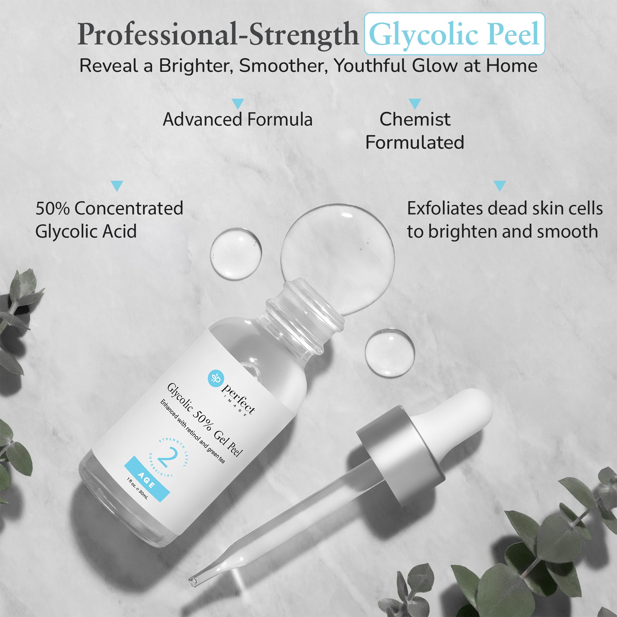 Close-up of the Glycolic Peel label highlighting premium formula.