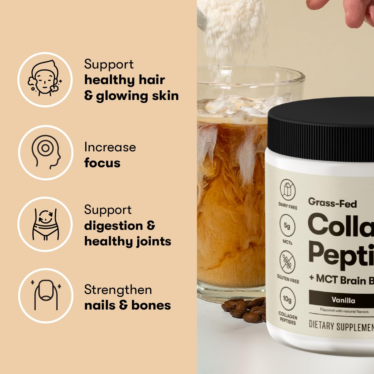 Perfect Keto Collagen Powder being stirred into yogurt, versatile dairy-free protein