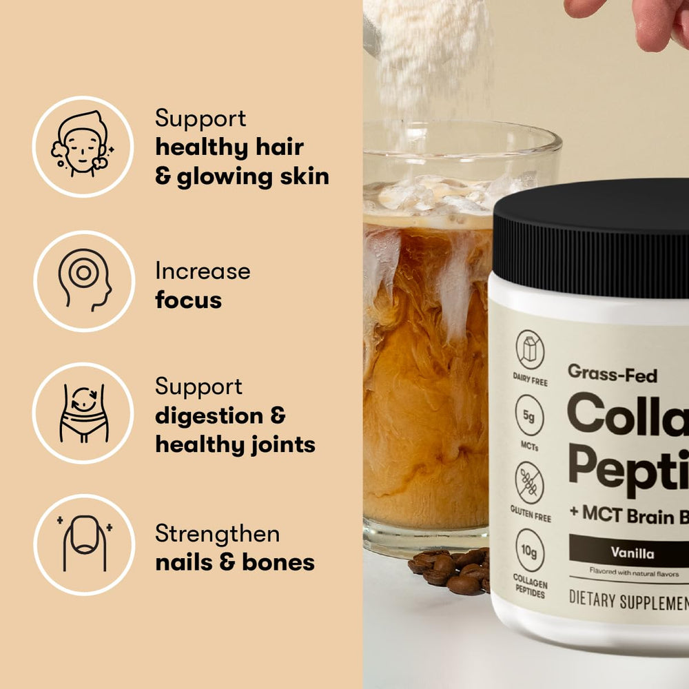 Perfect Keto Collagen Powder being stirred into yogurt, versatile dairy-free protein