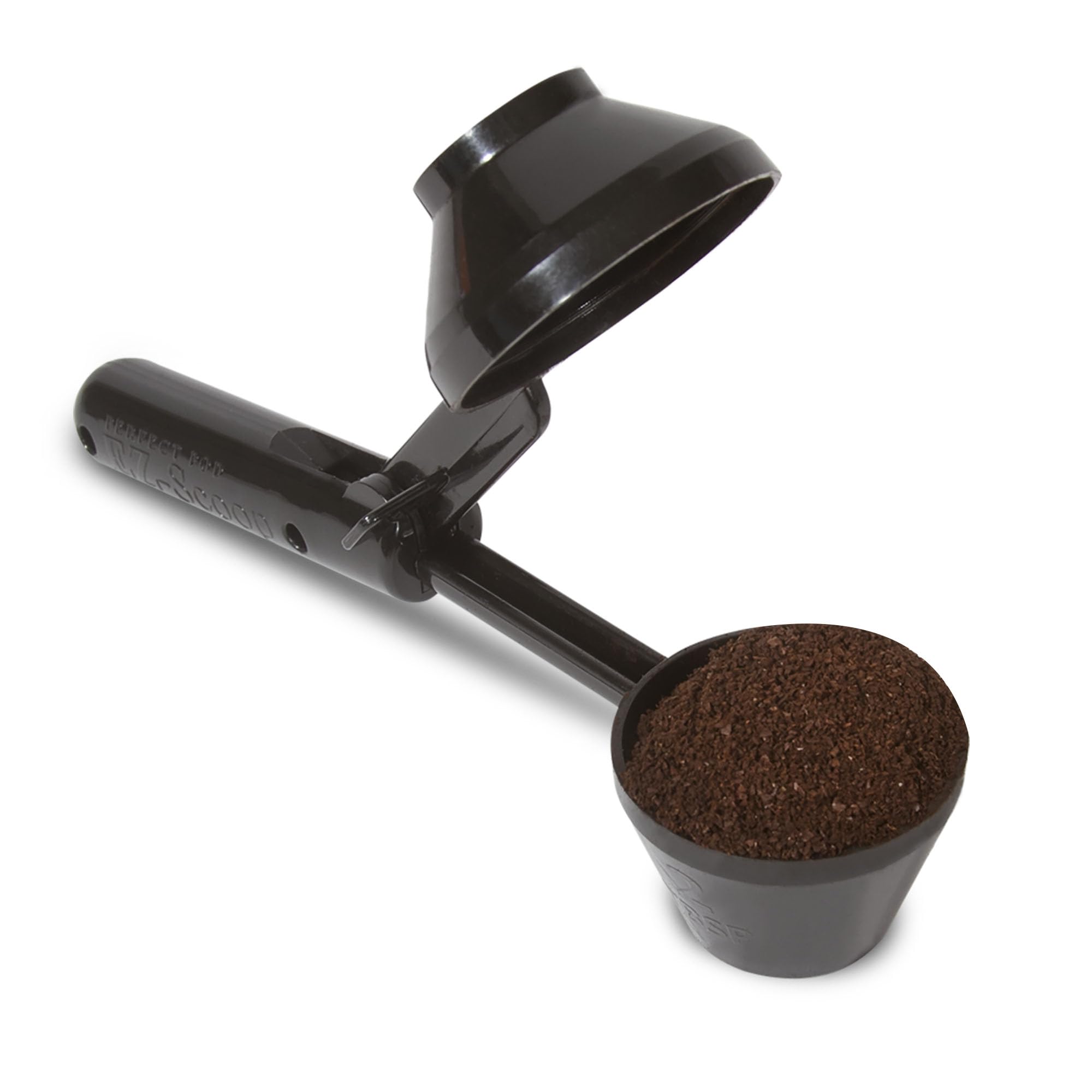 Perfect Pod EZ-Scoop in use demonstrates mess-free, precise coffee dosing for quick mornings.
