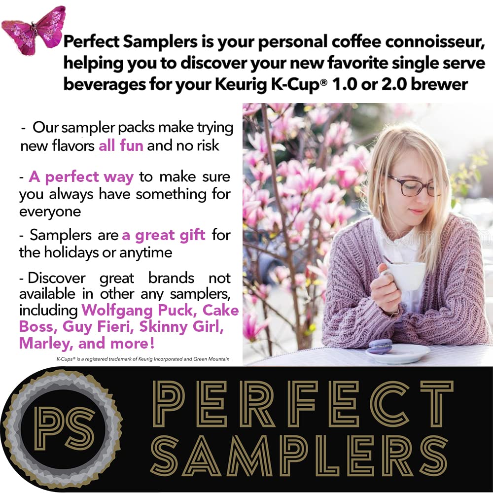 Perfect Samplers dark roast pod variety pack label close-up featuring branding and packaging.