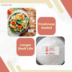 Salt packets used on burgers and sandwiches for consistent flavor.