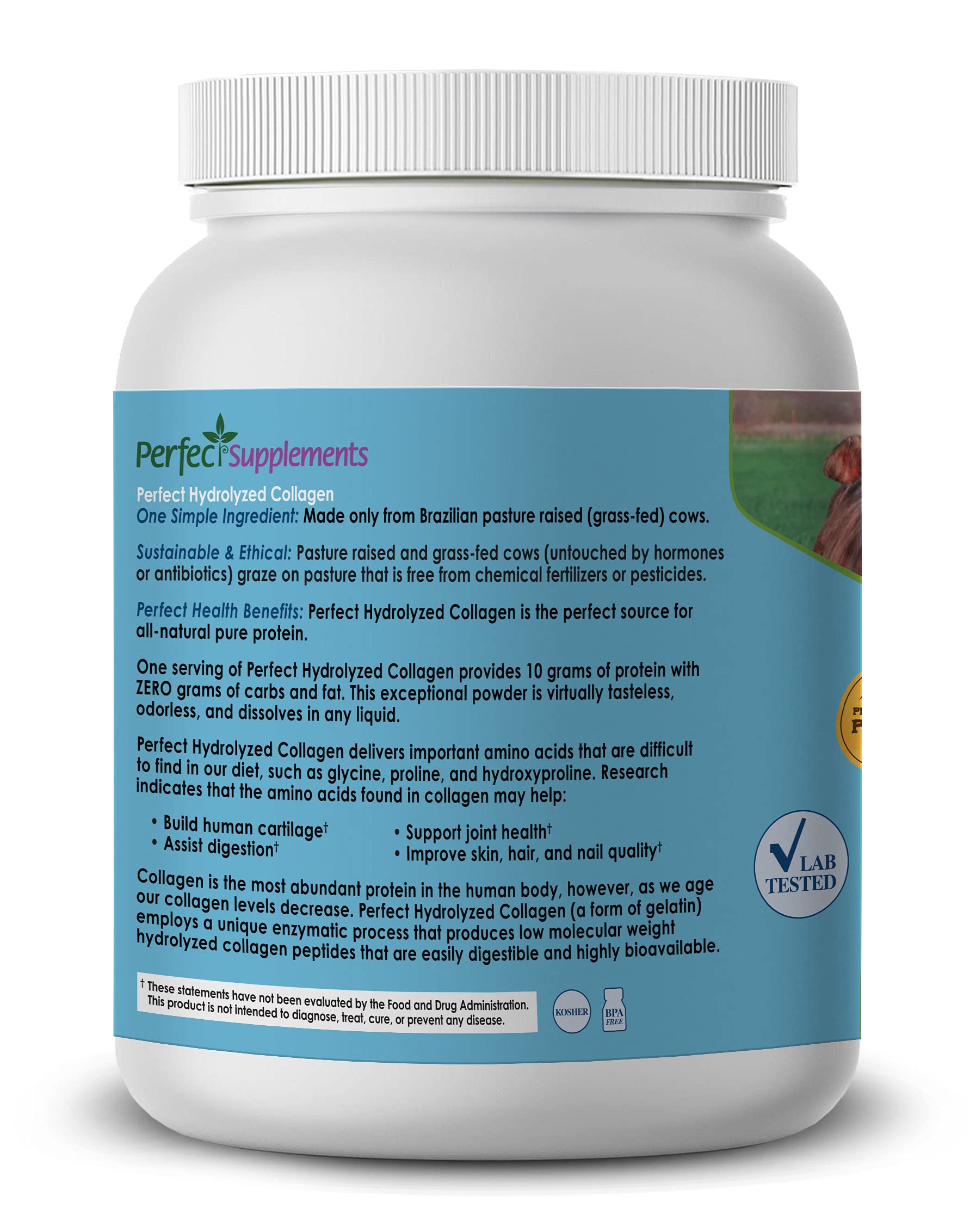 Perfect Supplements collagen powder dissolves quickly in hot or cold drinks.