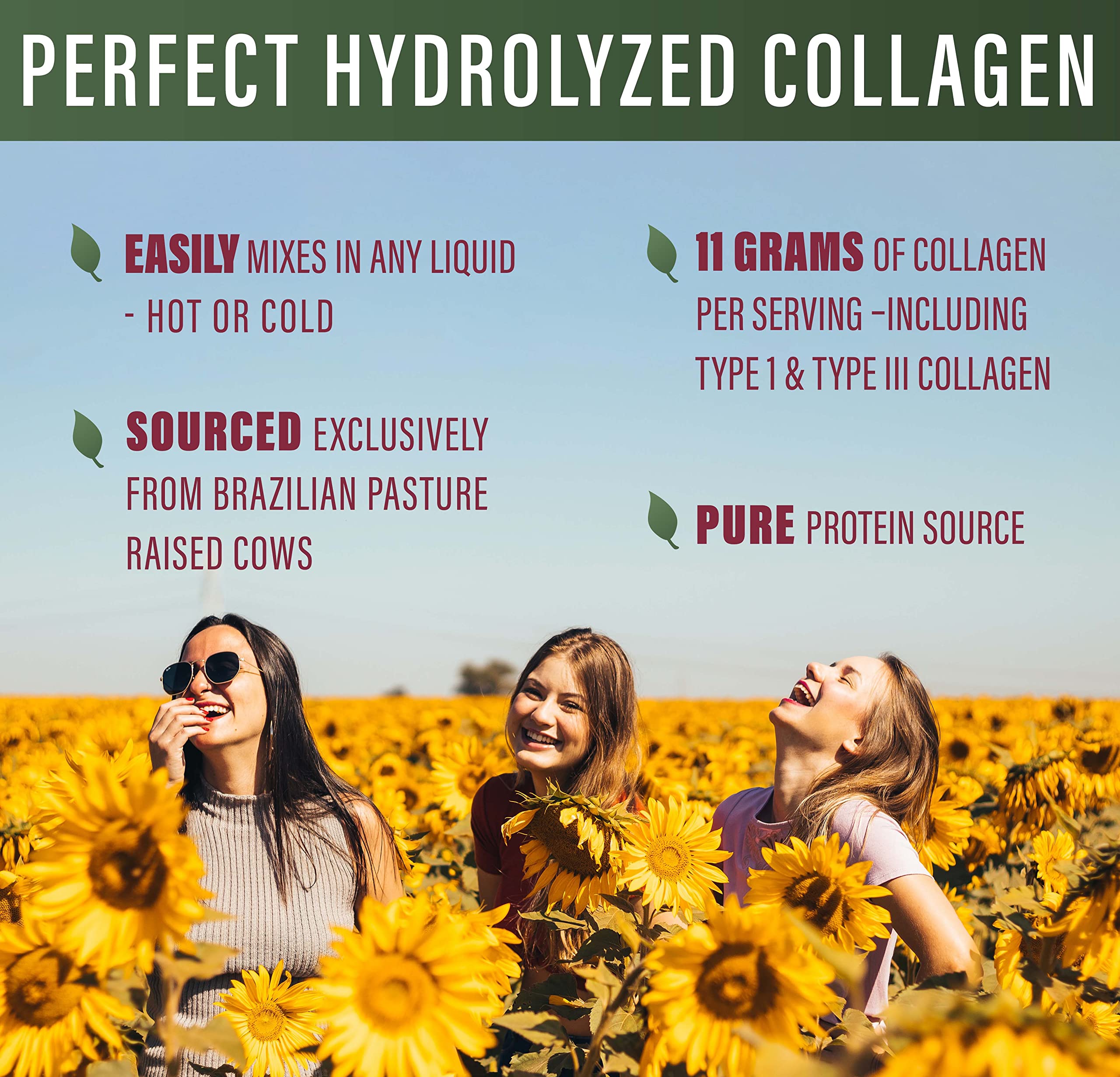 Perfect Supplements collagen powder resting beside a glass of water for hydration.
