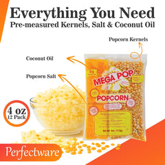 Perfectware salted coconut oil popcorn packet ready-to-use for batches