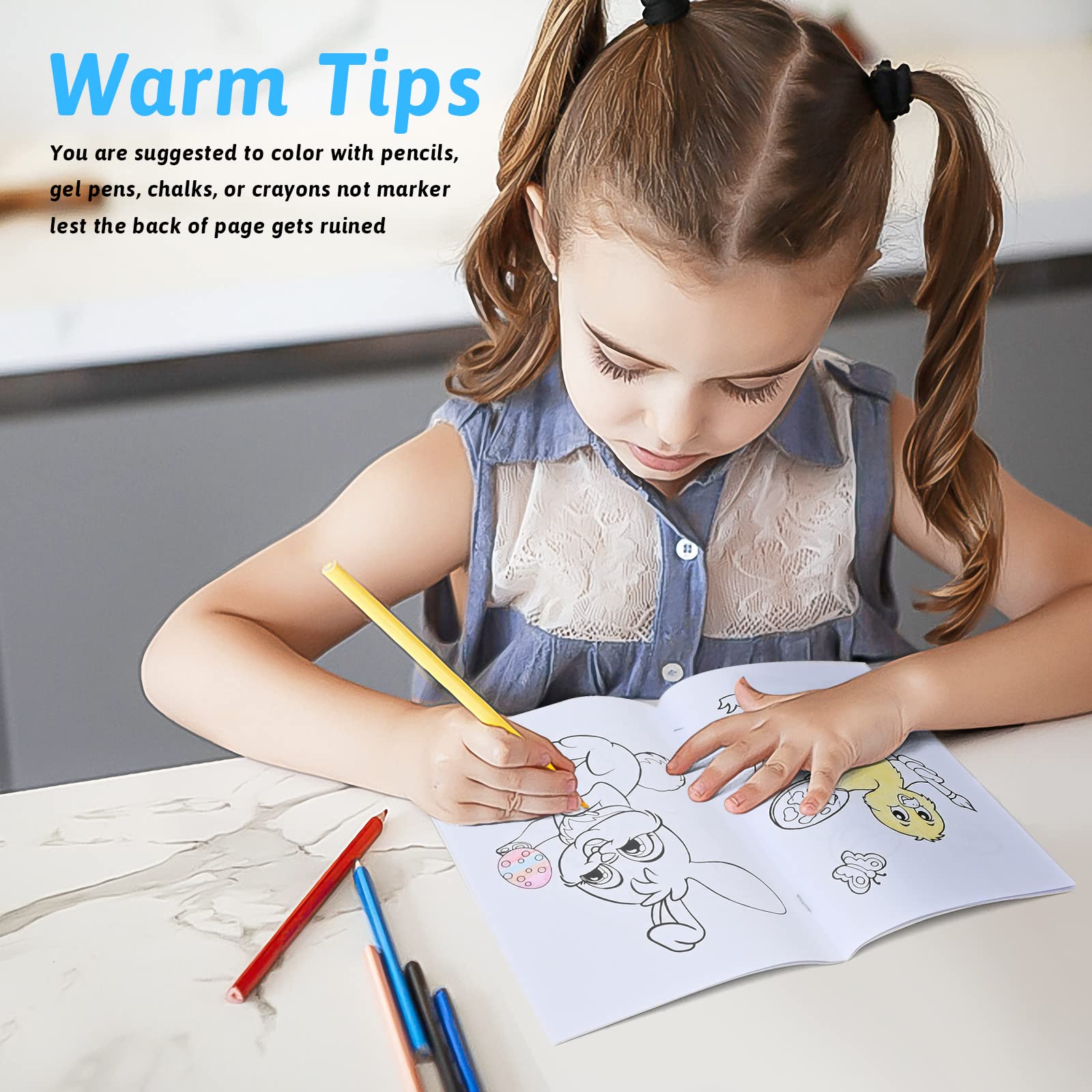 PERFQU mini-size pages ideal for on-the-go Easter coloring