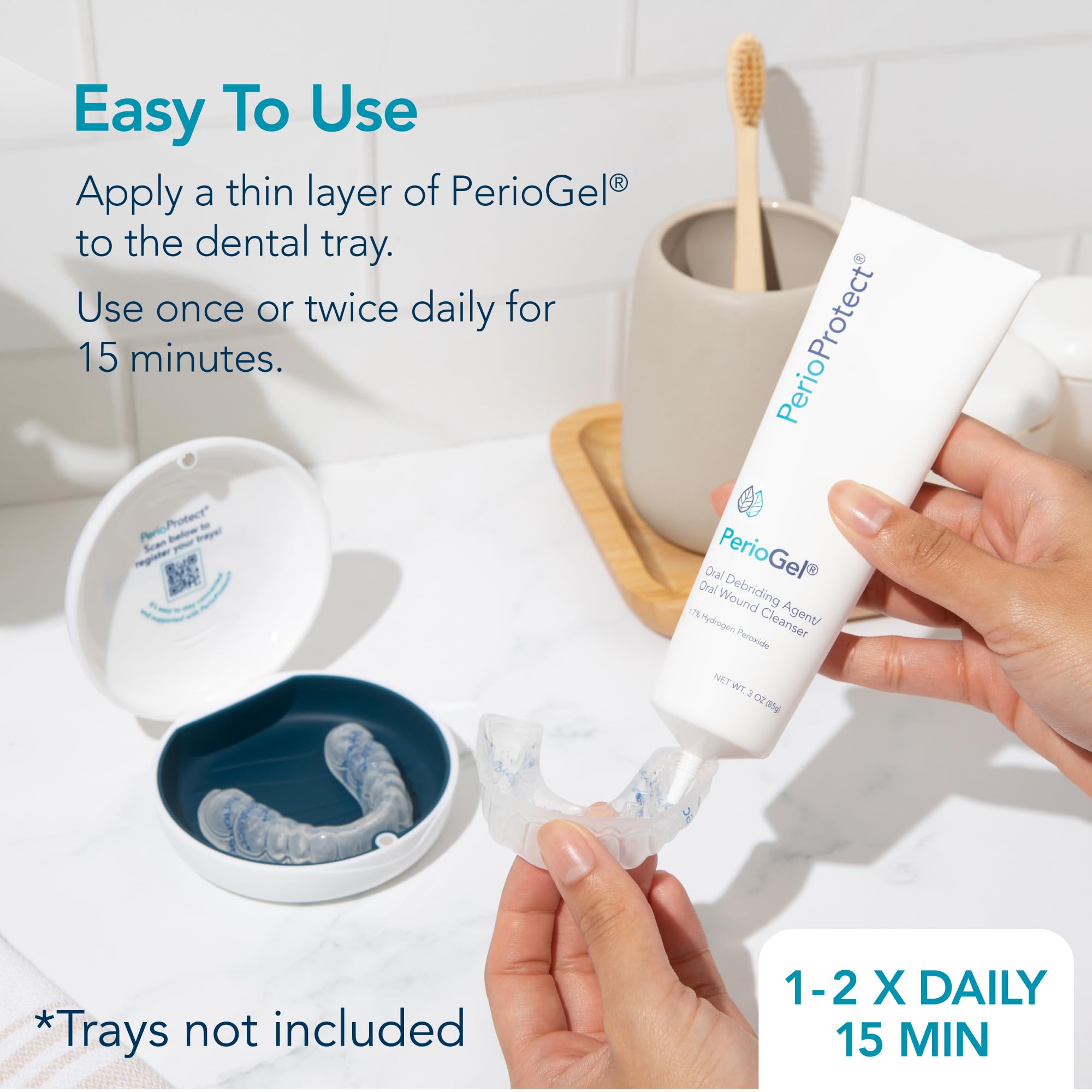 Gum line area with Perio Gel applied for targeted periodontal care.