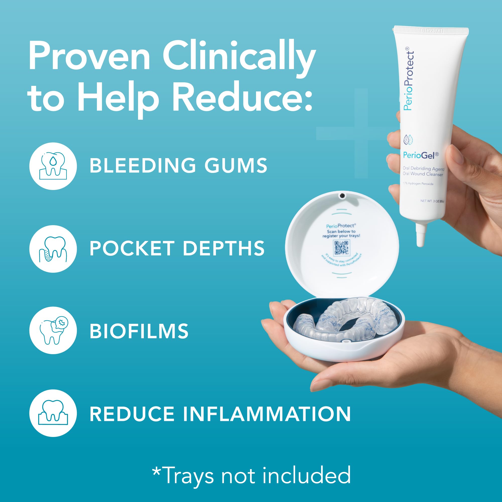 Perio Protect Perio Gel texture shown during gentle application to gums.