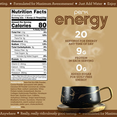 Perk Energy scoop pouring powder for easy serving