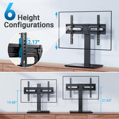 PERLESMITH PSTVS35 height-adjustment plate positions TV for ideal soundbar clearance.