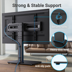 PERLESMITH PSTVS35 tempered glass base is wider for added stability.