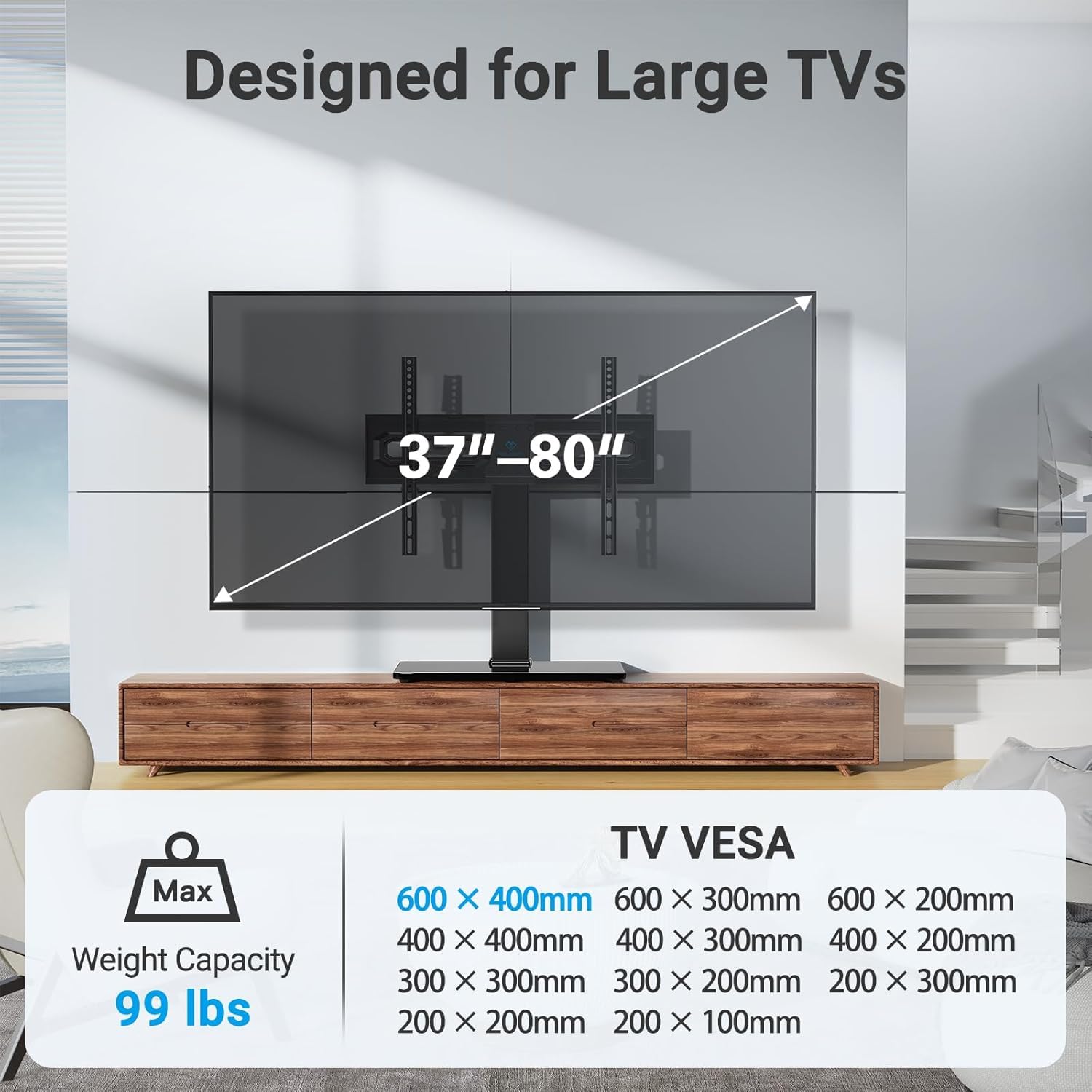 PERLESMITH PSTVS35 VESA 600x400 compatibility fits many 37-80 inch TVs.