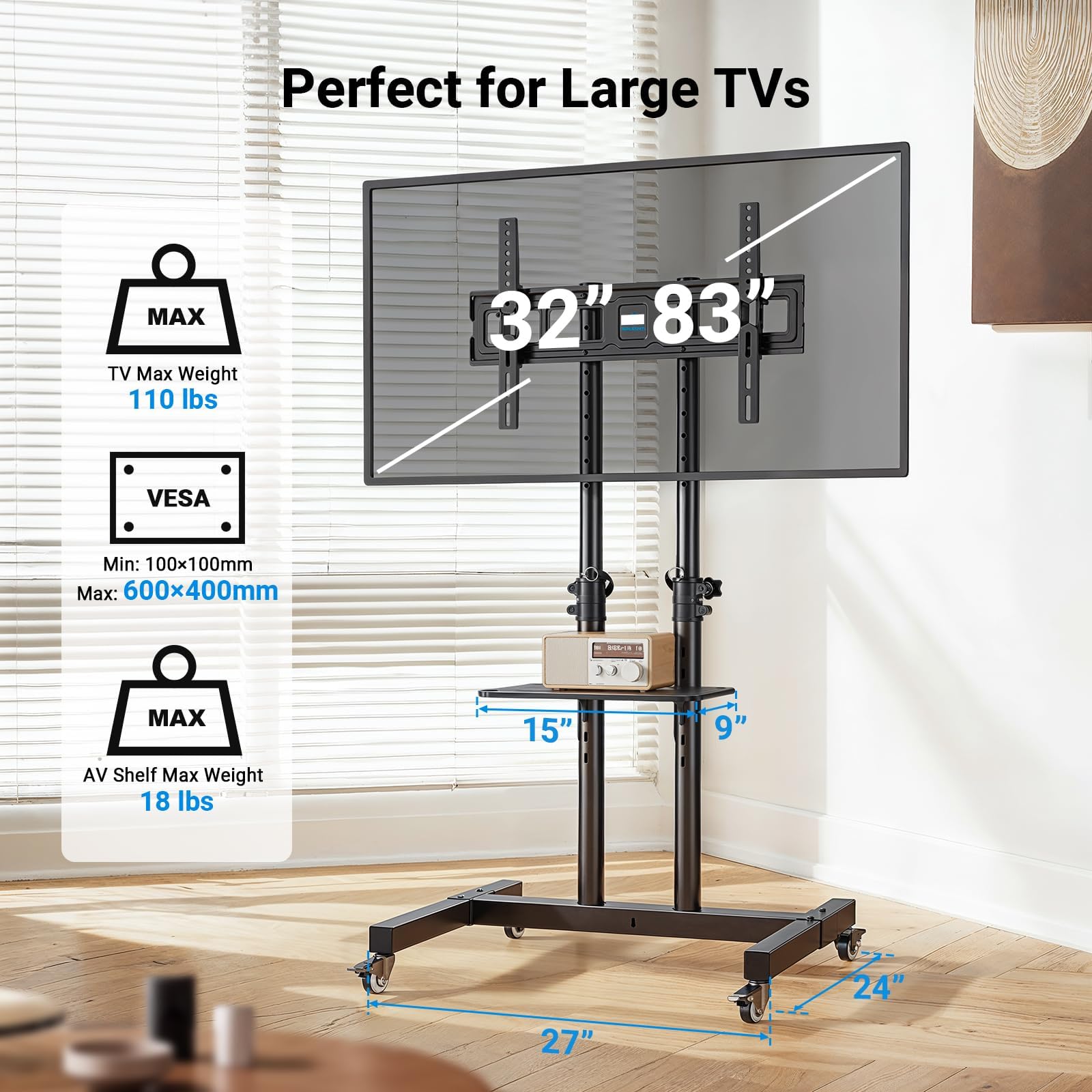 PERLESMITH TV stand tilt feature allows flexible viewing angles.