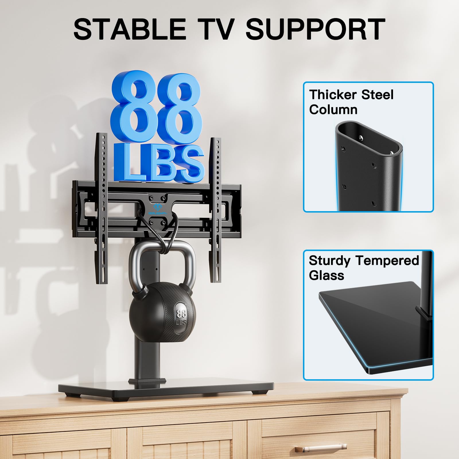 Perlesmith VESA compatibility up to 400x400 supports a wide range of TVs.