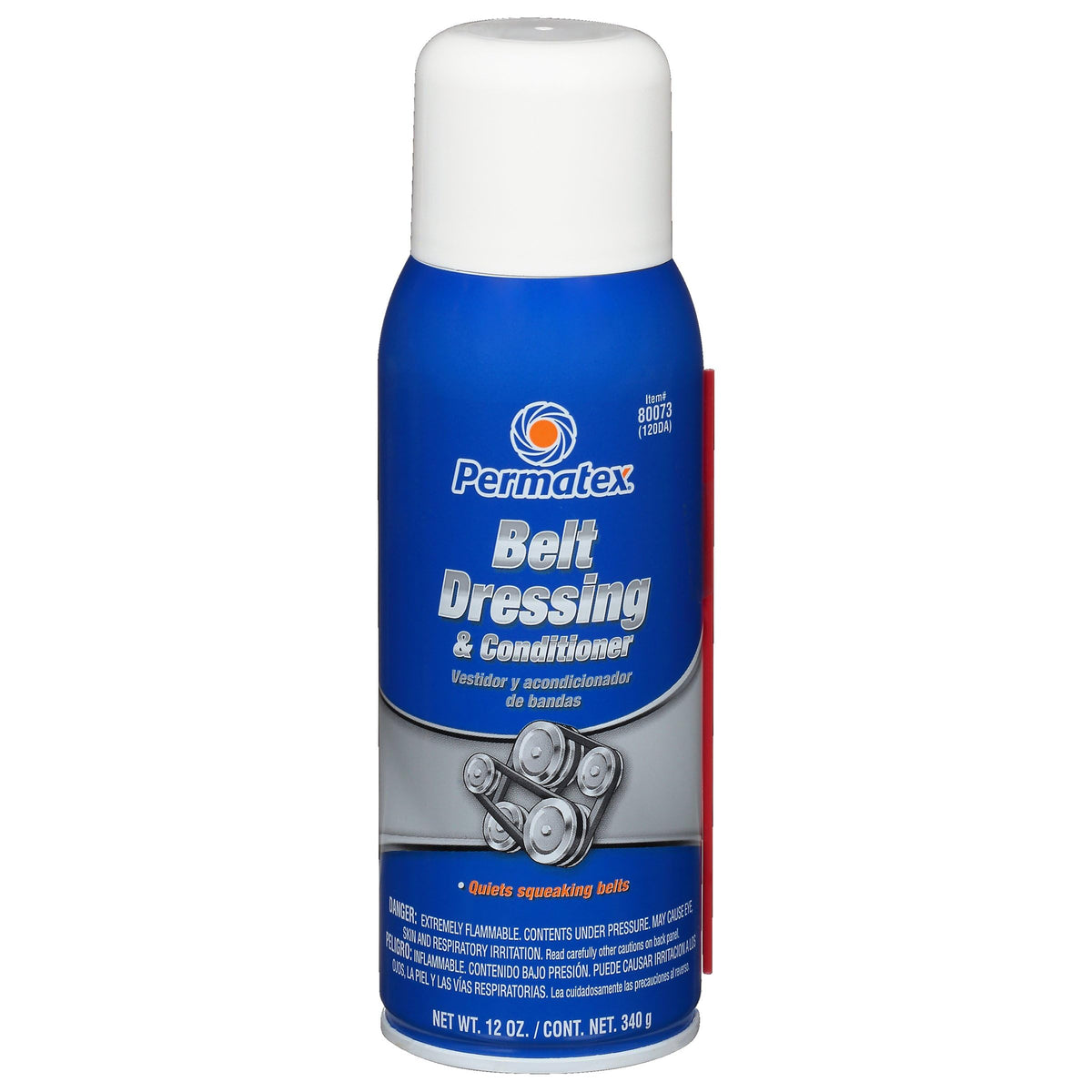 Permatex belt dressing spray restores pliability and reduces squeaks on V-belts