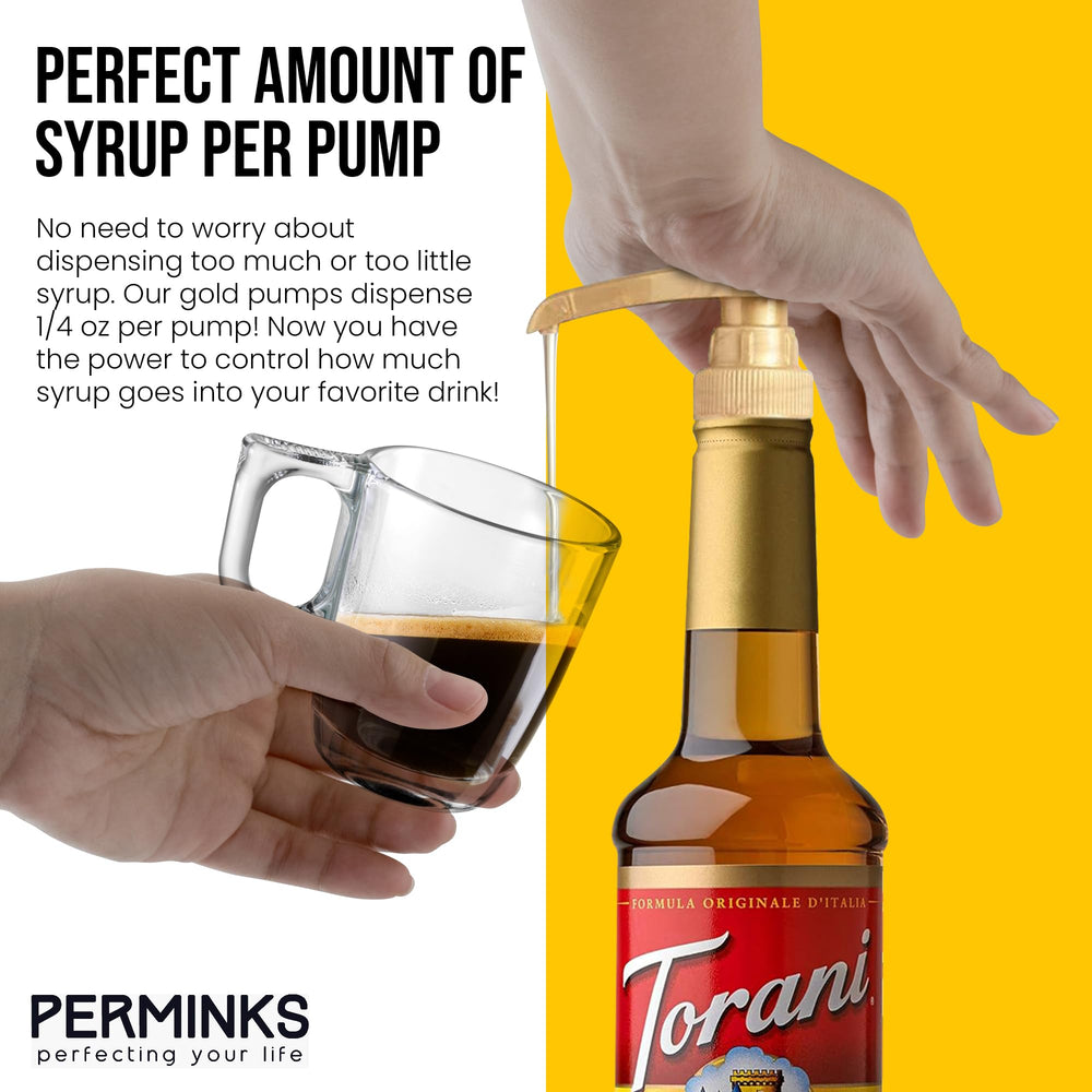 PERMINKS multi-use syrup pumps suitable for syrups, sauces, and beverages