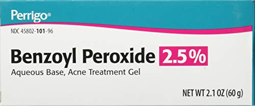 Perrigo 2.5% benzoyl peroxide gel texture close-up showing lightweight consistency