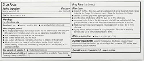Perrigo benzoyl peroxide acne gel packaging display with 60 g tube