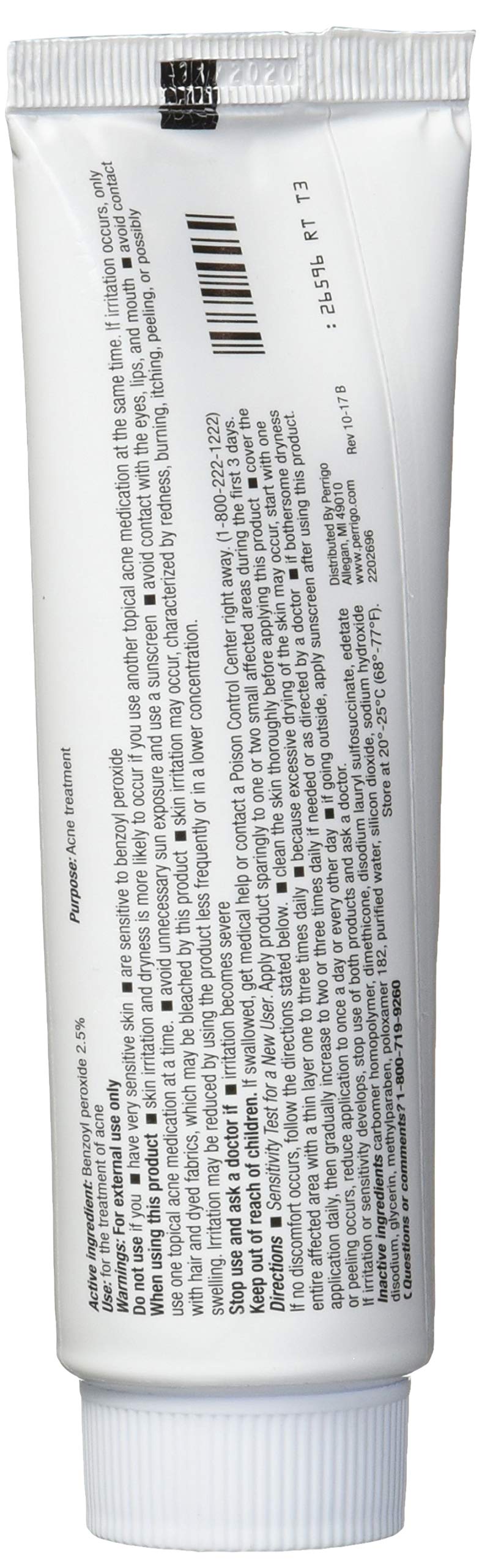 Perrigo benzoyl peroxide gel applied to facial blemish for targeted care