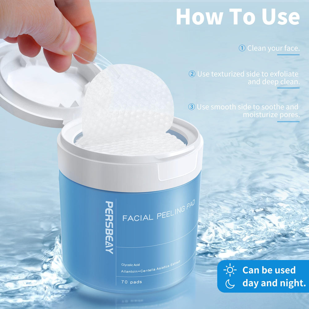 Persbeay pads in use on the face delivering even glow and clearer pores