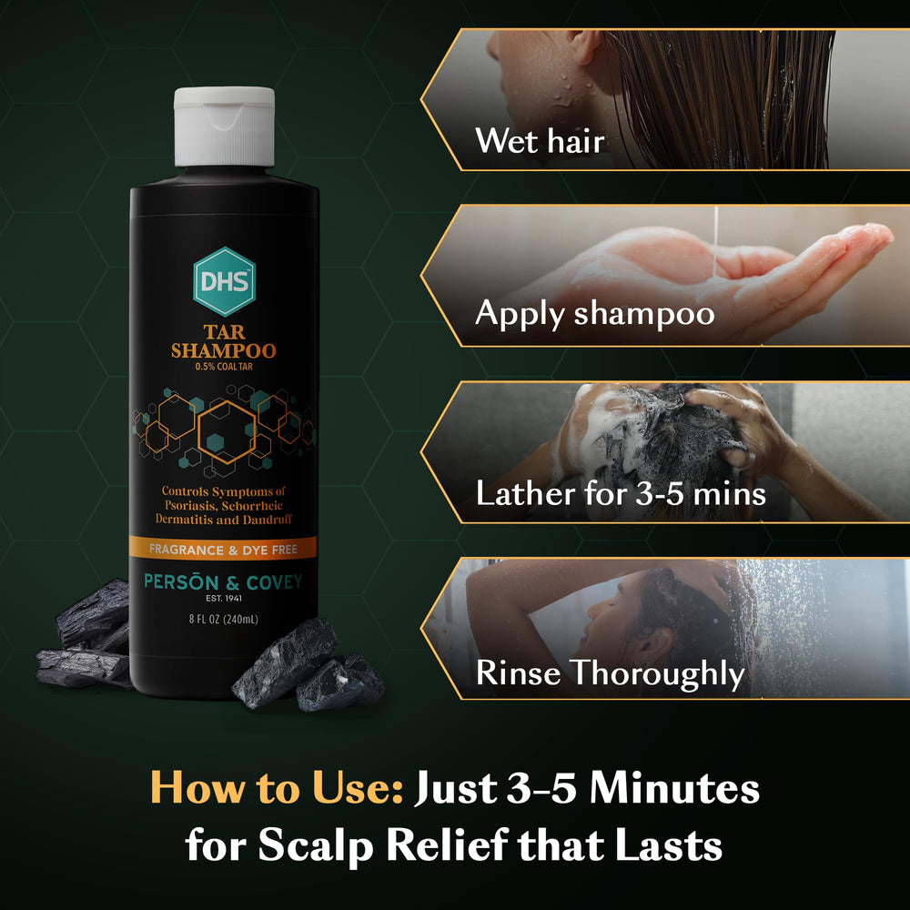 Shampoo on bathroom shelf with recyclable packaging from Person & Covey.