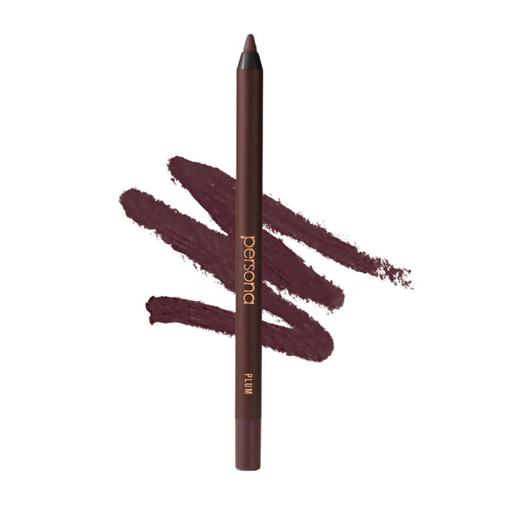 PERSONA 24HR Plum Waterproof Eyeliner Pencil swatch showing bold, long-lasting color.