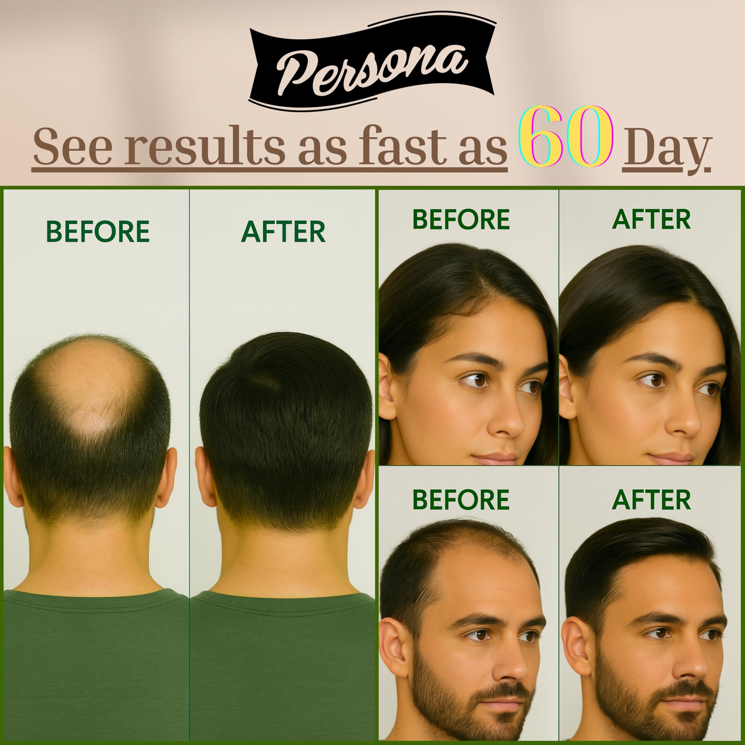 Persona Beauty serum applied to a clean scalp for quick absorption.