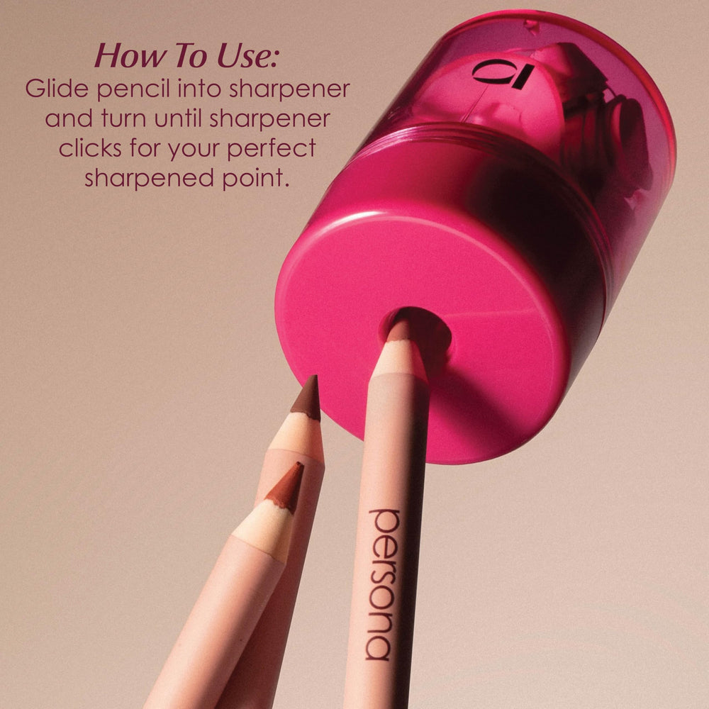 PERSONA Cosmetics Pencil Sharpener clean tip supports flawless, drag-free formula glides