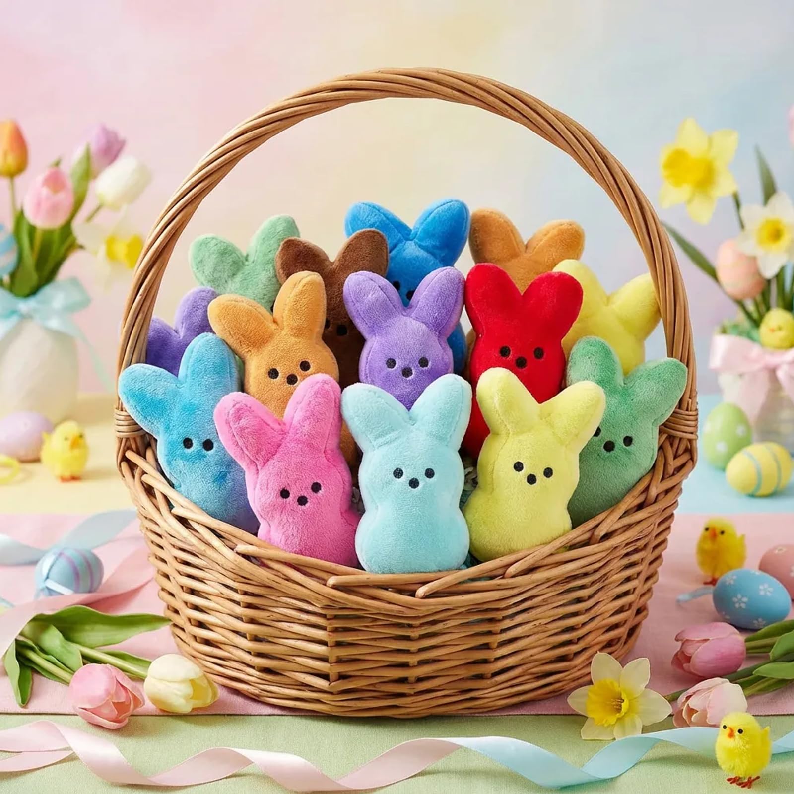 PERUKOYO six-color bunny plush set for Easter décor and gifting