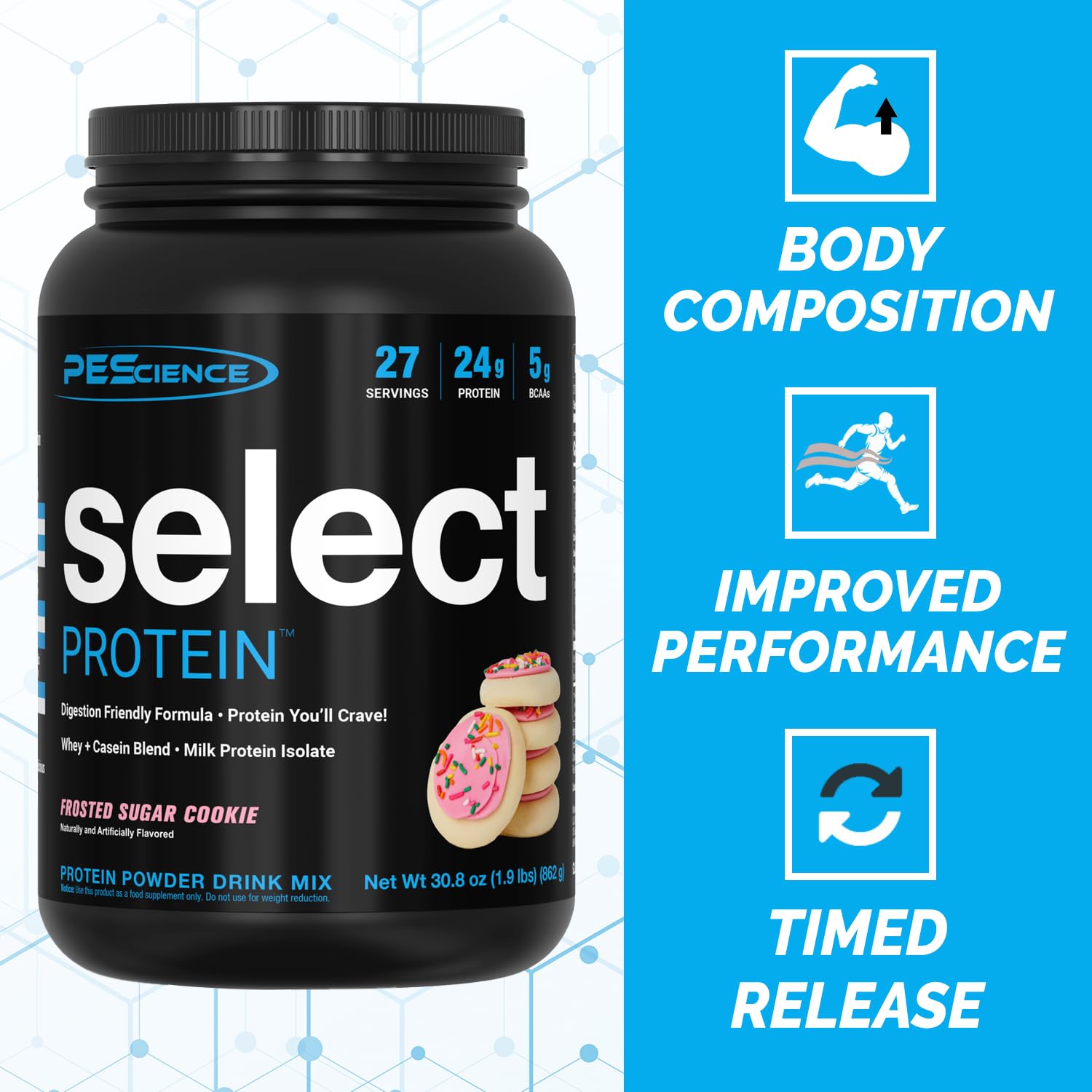 PEScience Select powder ready for a meal replacement shake