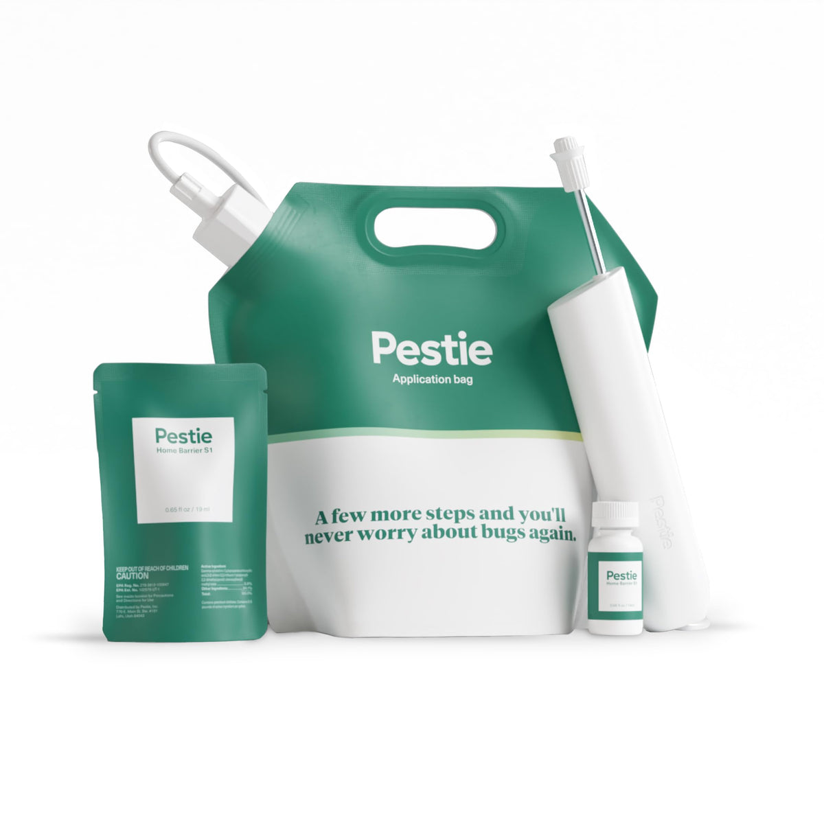 Pestie Home Barrier Kit contents show components for quick DIY pest control at home.