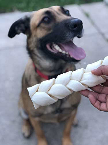 Pet Factory variety of beefhide chews image highlights options for different dog sizes.