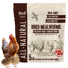 Pet Faves dried mealworms packaging: convenient resealable bag preserves freshness for long-term storage.