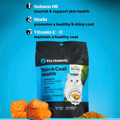 Pet Honesty Biotin in chews for shiny, healthy-looking cat coat.