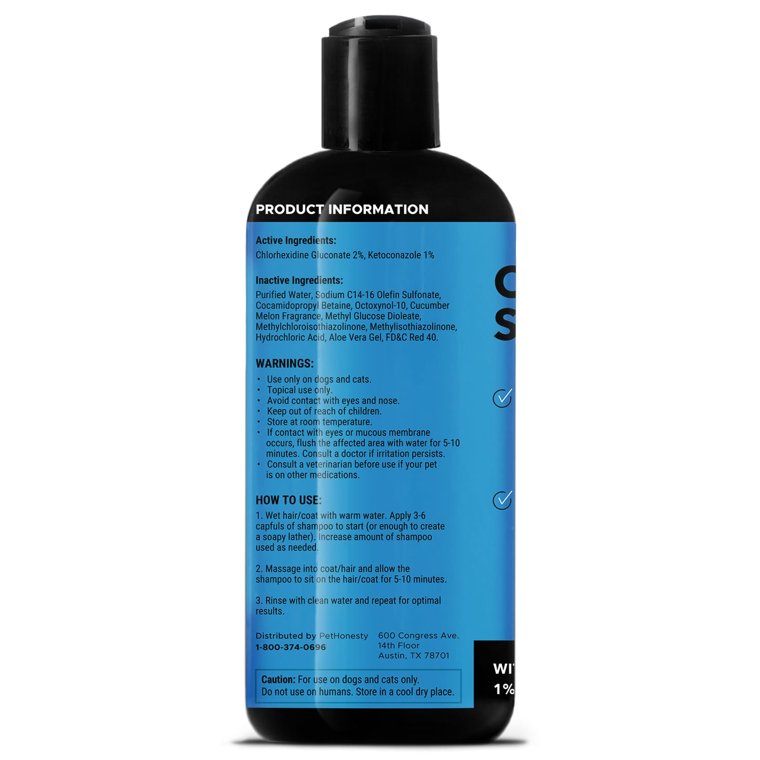 Pet Honesty chlorhexidine shampoo 16oz bottle ready for home grooming