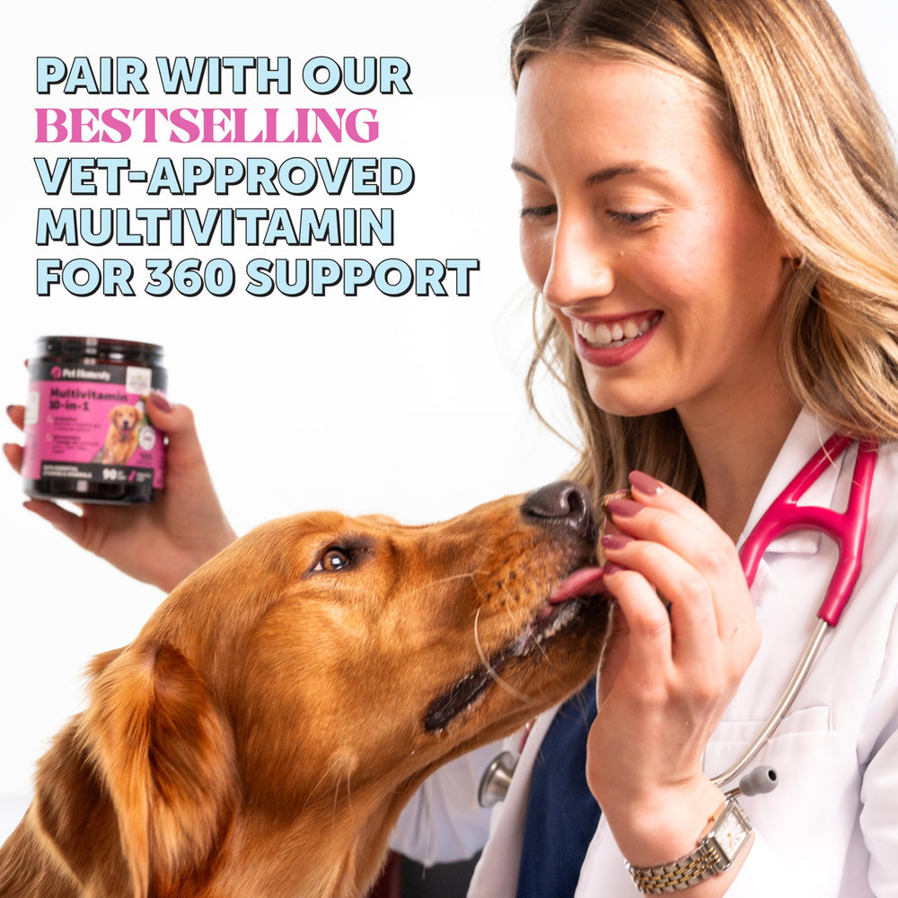 Pet Honesty chlorhexidine shampoo in a clean bathroom scene
