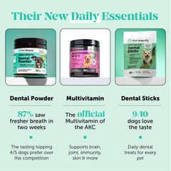Pet Honest dental sticks ingredients mint parsley flaxseed shown.