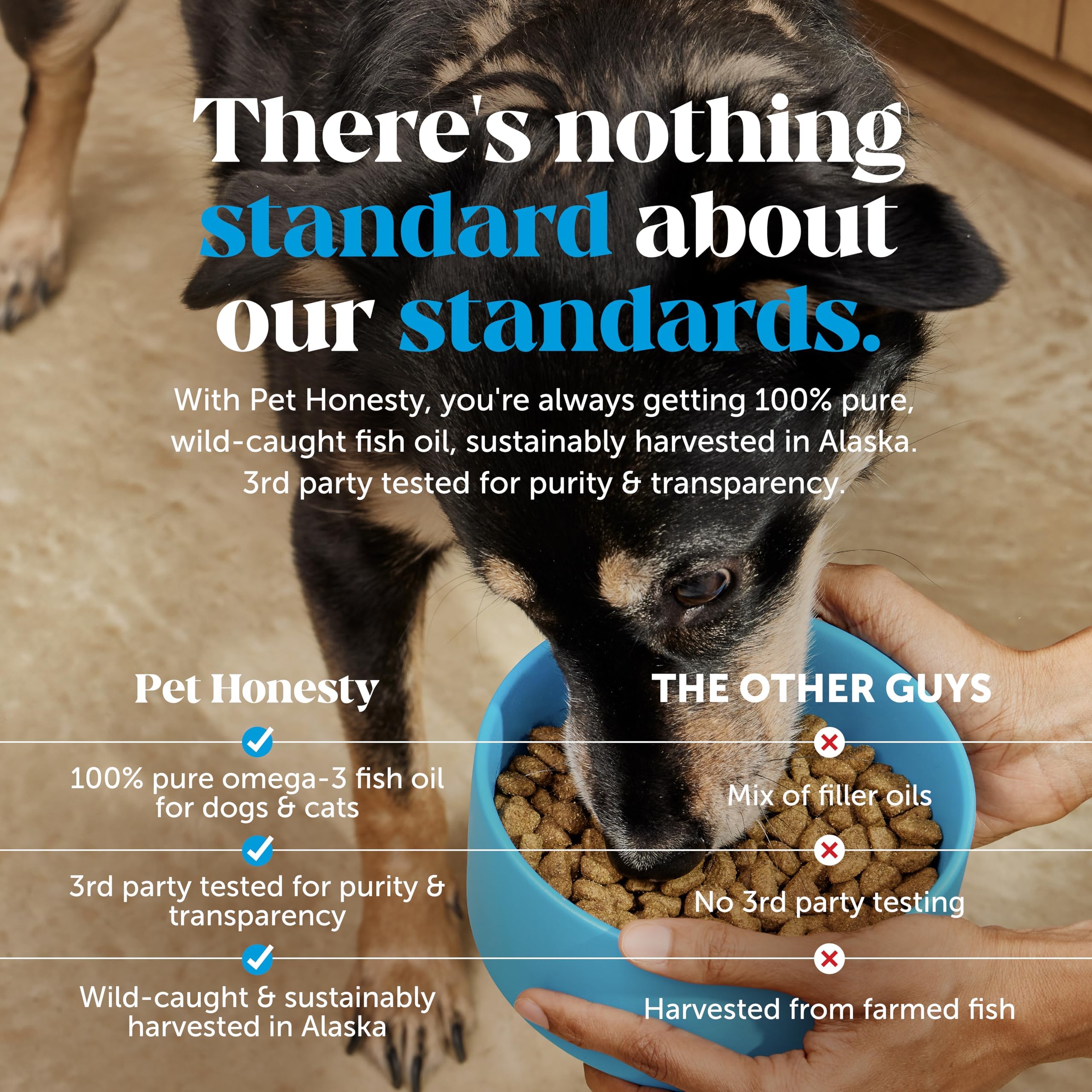 Pet Honesty EPA DHA soothes itchy skin in dogs.
