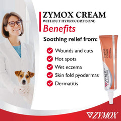 ZYMOX appliqué sans douleur apaise la peau sensible des animaux.